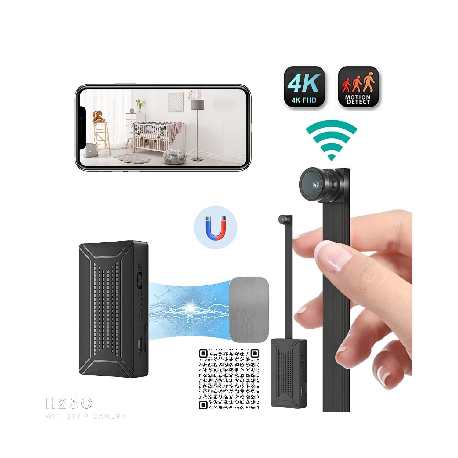 H25C 4K Wide Angle Lens Smallest WiFi Strip Patta Spy Hidden Camera H25C 4K Wide Angle Lens Smallest WiFi Strip Patta Spy Hidden Camera